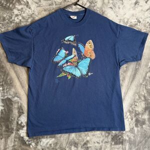 Vintage Y2K Nature Butterfly Short Sleeve T-Shirt Size X-Large Wild Cotton 2001